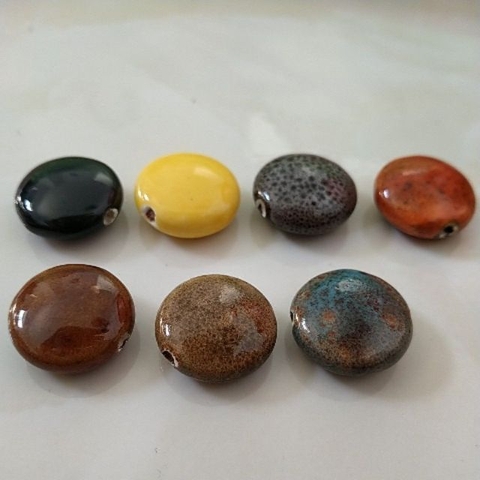 5 viên đá gốm sứ tròn dẹp 9x20mm