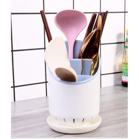 Ống Đựng Đũa Muỗng nhiều ngăn Bằng Nhựa Có Đế Hứng Nước Thông Minh p191-35