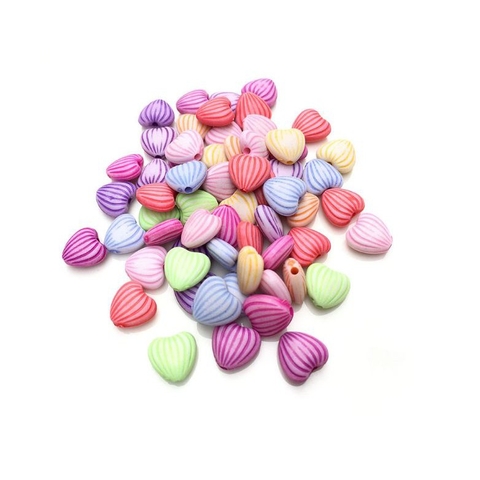 10-50gam hạt nhựa trái tim sọc 10mm #P117-28