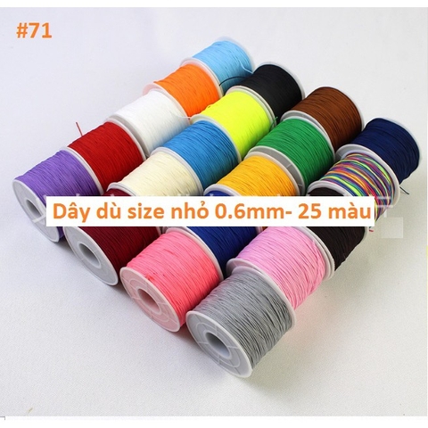 bó 10met dây dù, dây ngọc size nhỏ 0.6mm xỏ hạt đan vòng tay, vòng cổ