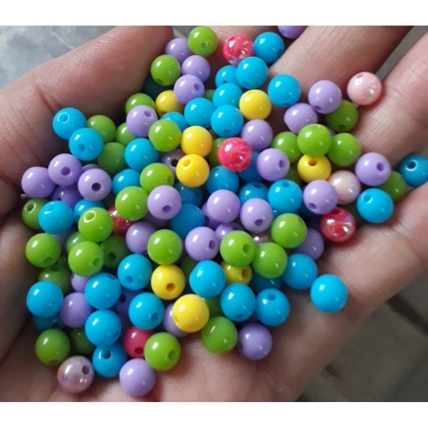 10-50gam (P124-115-W34) Hạt tròn 6mm nhiều màu