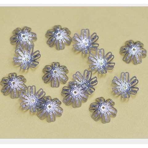 10 Đế hoa Mũ hoa ốp hạt inox không rỉ 14mm