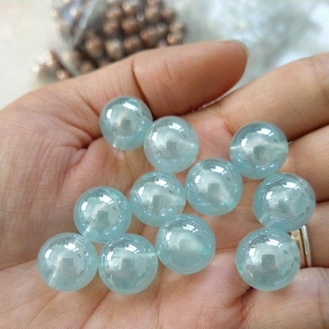 25gram Hạt nhựa xanh ngọc bóng 16mm