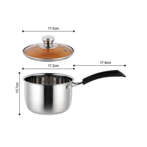 Quánh, nồi nấu sữa 18cm bằng thép không rỉ inox 201