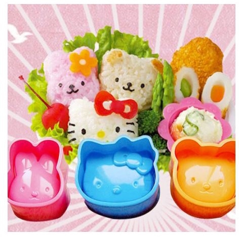 Bộ 3 khuôn ép cơm, làm bánh hình thú dễ thương cho bé p191-130