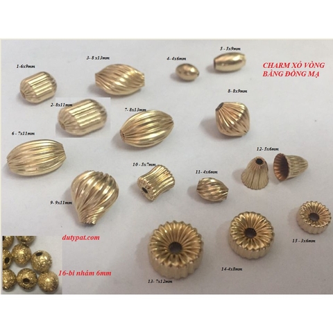 charm xỏ vòng bằng đồng mạ các loại gói 10 cái