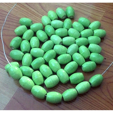2-10 Hạt gốm sứ hình trụ ống xanh lá 16x20mm