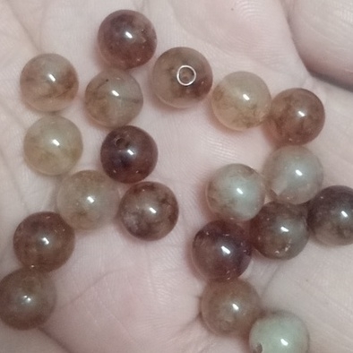 10 viên đá nâu trắng 8mm thiên nhiên