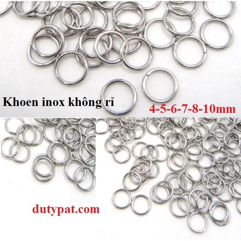 gói 50 khoen tròn inox nối vòng, làm trang sức size 3-4-5-6-8mm