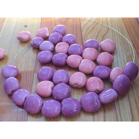 2 viên Hạt Gốm sứ trái tim 30mm