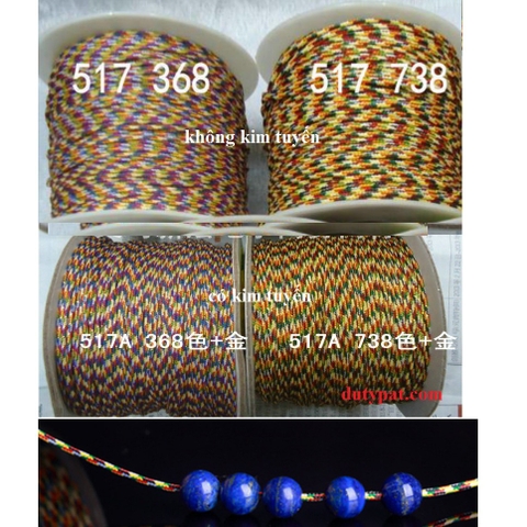 1 cuộn dây chỉ ngũ sắc may mắn 1mm mã số 517A các màu