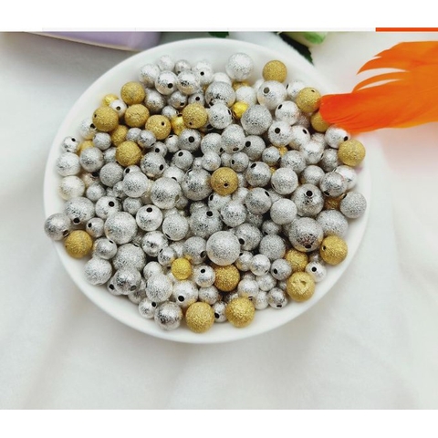 gói 10-20 charm bi đồng nhám màu bạc 4-6-8-10-12-14ly