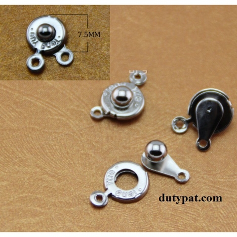 gói 100 Khóa snap kim loại làm vòng cổ, vòng tay size 7.5mm