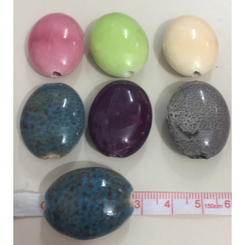 5 hạt gốm sứ Oval nhiều màu 22x28mm