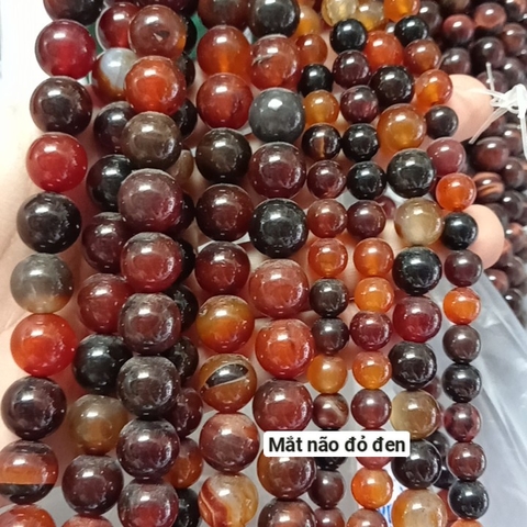 1 viên mã não đỏ đen 8mm 10mm 12mm