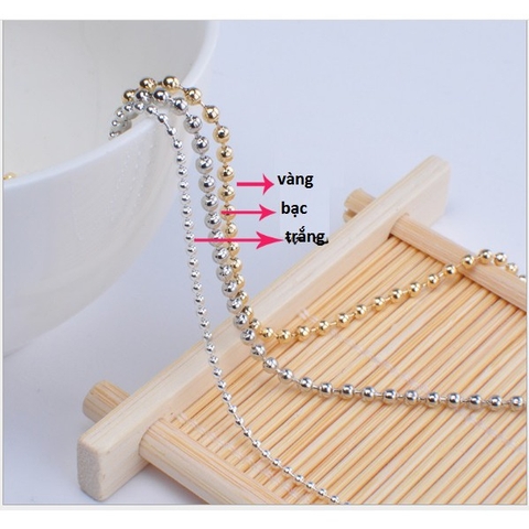 1-2-5 met xích bi màu bạc & vàng size 1.4-2-2.4mm