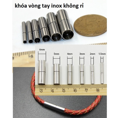 chốt khóa có nút vặn xoay inox không rỉ làm vòng tay