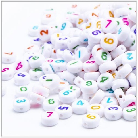 set 5-25gam Hạt Chữ số tròn nhiều màu 4x7mm