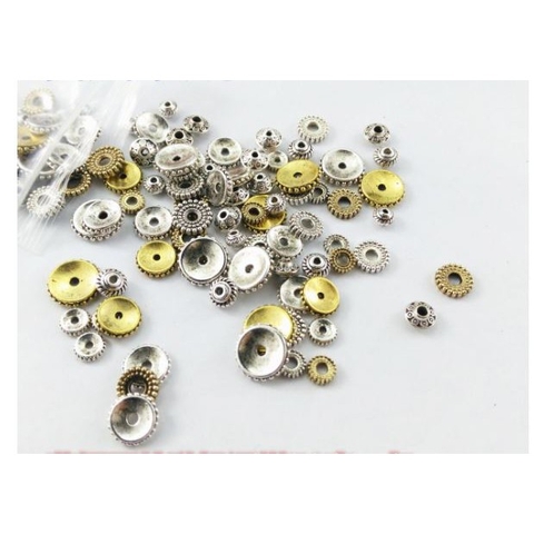 50gam hỗn hợp charm đệm vàng & bạc xỏ làm vòng-M22