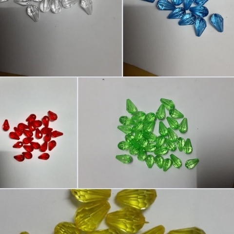25gam Hạt nhựa hình giọt nước nhiều màu size 8x12mm