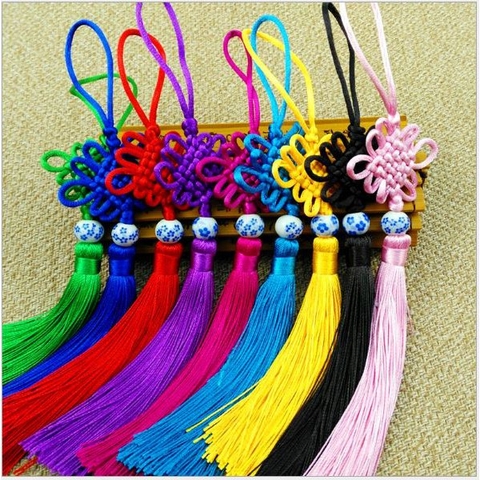 (P131A-5) dây treo tua rua kết đồng tâm ngọc bội treo xe hơi, trang trí phong thủy