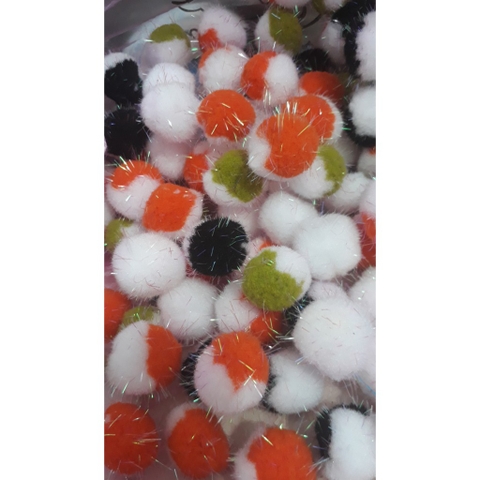 gói 50 hạt pom pom size 20mm có sợi kim tuyến nhiều màu