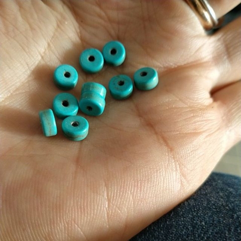 10 Charm đệm đá ngọc lam 3x5mm