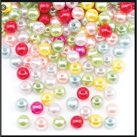 0.1-0.5kg hạt cườm, hạt bẹt, hạt châu nhựa đủ màu nhiều size 4-6-8-10-12mm  có lỗ xỏ