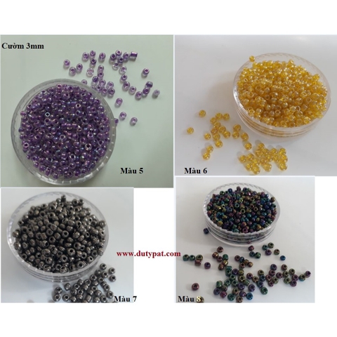 10gam Hạt cườm size trung 3mm đủ màu để chọ dùng trang trí trang sức, quần áo, túi xách, dây đeo khẩu trang