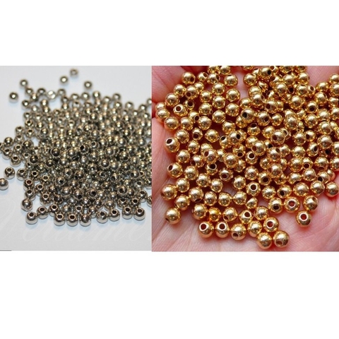 10-25gam hạt cườm phủ màu vàng hoặc bạc size 4/6/8/10mm