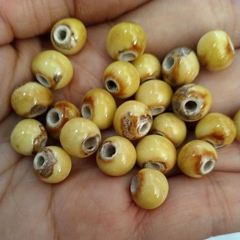 10 viên gốm sứ vàng nâu 8mm