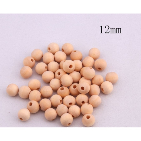 (gói 5/10/25gam) hạt gỗ trơn màu kem tự nhiên size 12mm