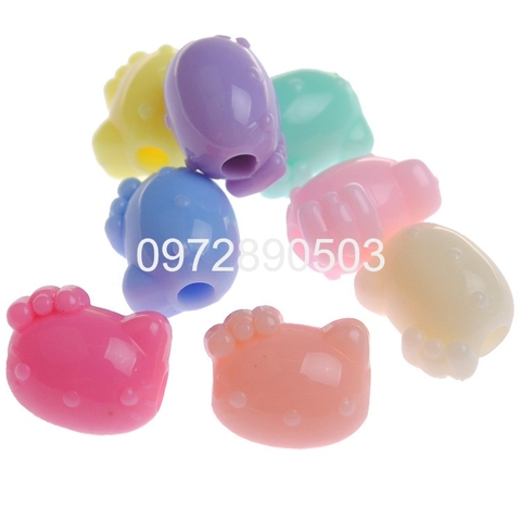 10-50gam hạt nhựa mèo kitty 9x12mm có lỗ xỏ vòng tay