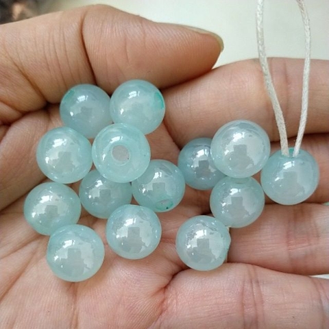 Hạt nhựa 1/2 lỗ xanh ngọc 12mm dùng chốt đầu dây