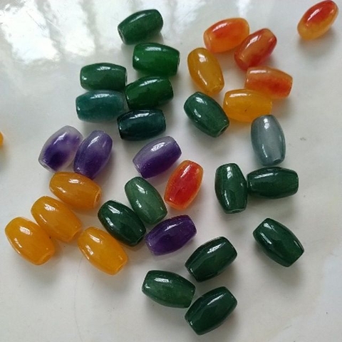 2viên lu thống đá thiên nhiên 8x12mm dùng mix vòng hạt, làm trang sức.