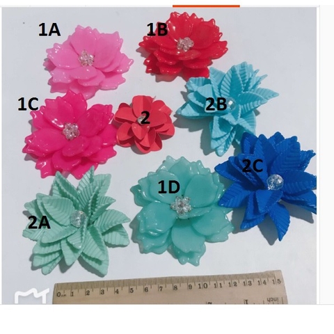 hoa nhựa lớn có đế kết làm cột tóc, cài áo,trang trí handmade