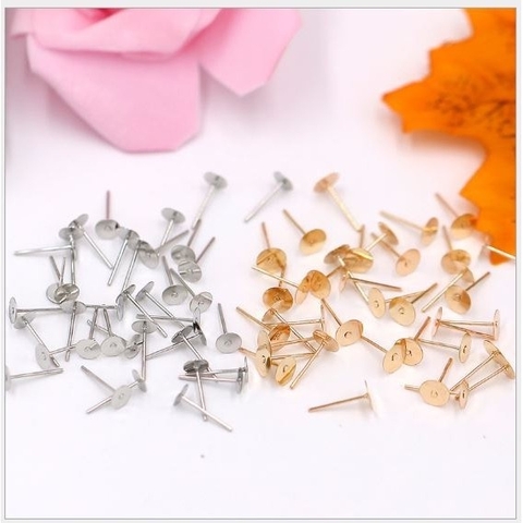 100 cái ghim đầu bằng làm hoa tai đường kính 3-4-5-6-8-10mm