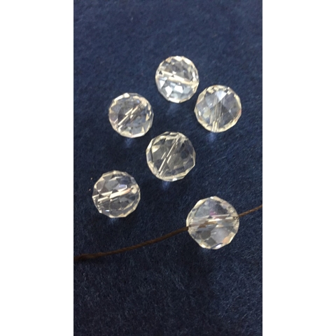 10 hạt pha lê trắng trong loại lỗ xuyên size 12mm