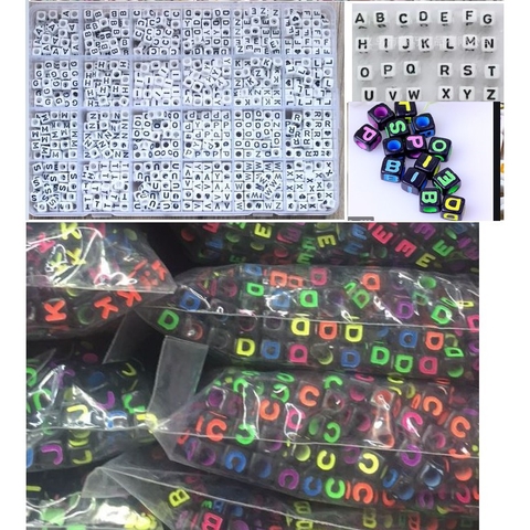 (chọn chữ theo yêu cầu) 20 Hạt chữ cái vuông 7mm từ A-Z