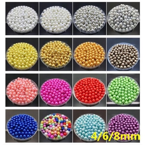 10-50 gam hạt châu 6mm, hạt cườm,hạt bẹt nhựa nhiều màu có lỗ