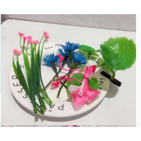 gói 100 gam hỗn hợp hoa , cỏ, lá nhựa giả