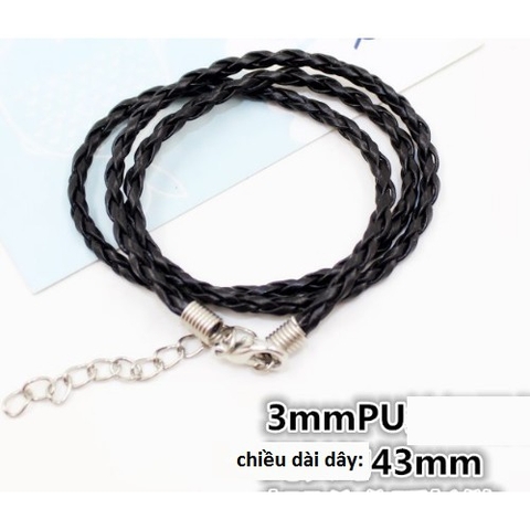 1-5 vòng cổ, dây chuyền trơn dây da PU 3mm
