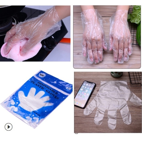 100 cái bao tay nilon - bao tay nylon dùng 1 lần, găng tay nylon  p191-70