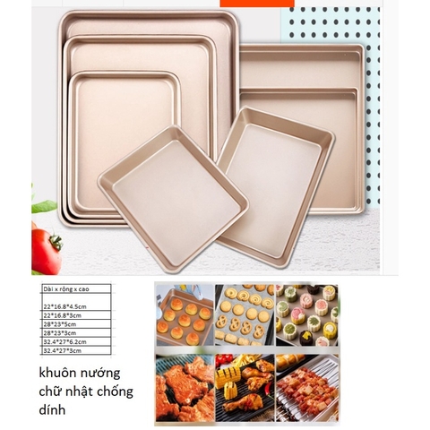 [ Hàng loại 1] Khuôn vuông , khuôn chữ nhật nướng bánh bông lan, bánh mì chống dính nhiều size