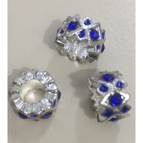 charm xỏ 7x12mm lỗ 8mm, đá xanh biển