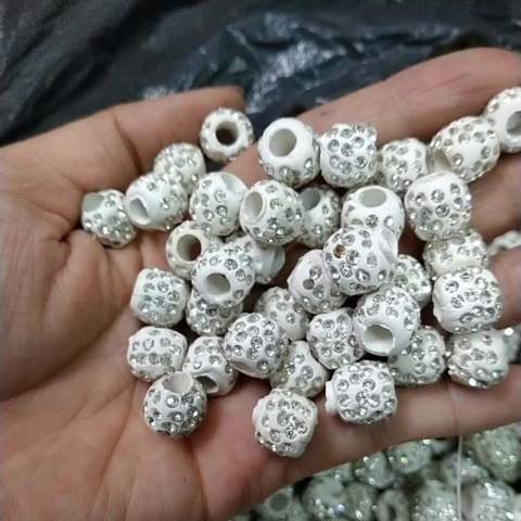 2-10viên charm gốm trắng 12mm lỗ xỏ 6mm dùng làm trang sức, mix vòng, trang trí thủ công