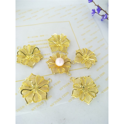 mặt hoa đính hạt châu nhựa 40mm