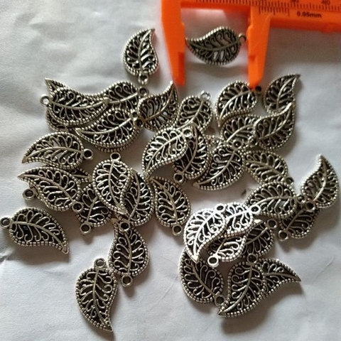 10-50gam Mặt chiếc lá hợp kim giả bạc cổ 10x18mm Mh143