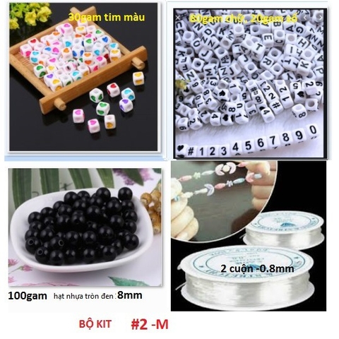 combo 230gam hạt chữ , hạt số, dây thun làm 20 vòng tay -Số 2