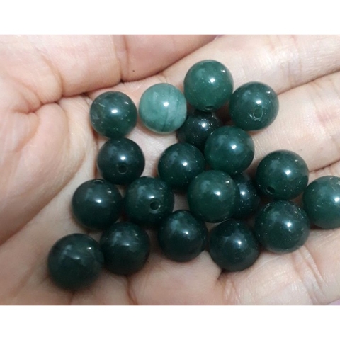 5 hạt đá thiên nhiên 10mm xanh thẫm, xanh đậm